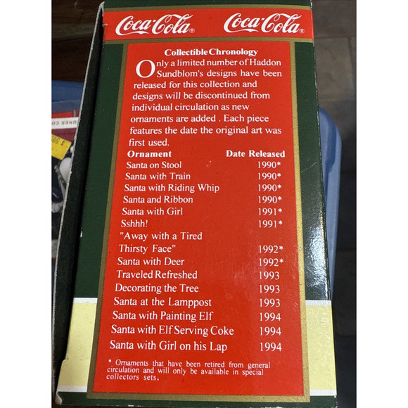 Coca-Cola Trim A Tree Collection 1956 Santa With Painting Elf Ornament 1994 - Picture 7 of 12